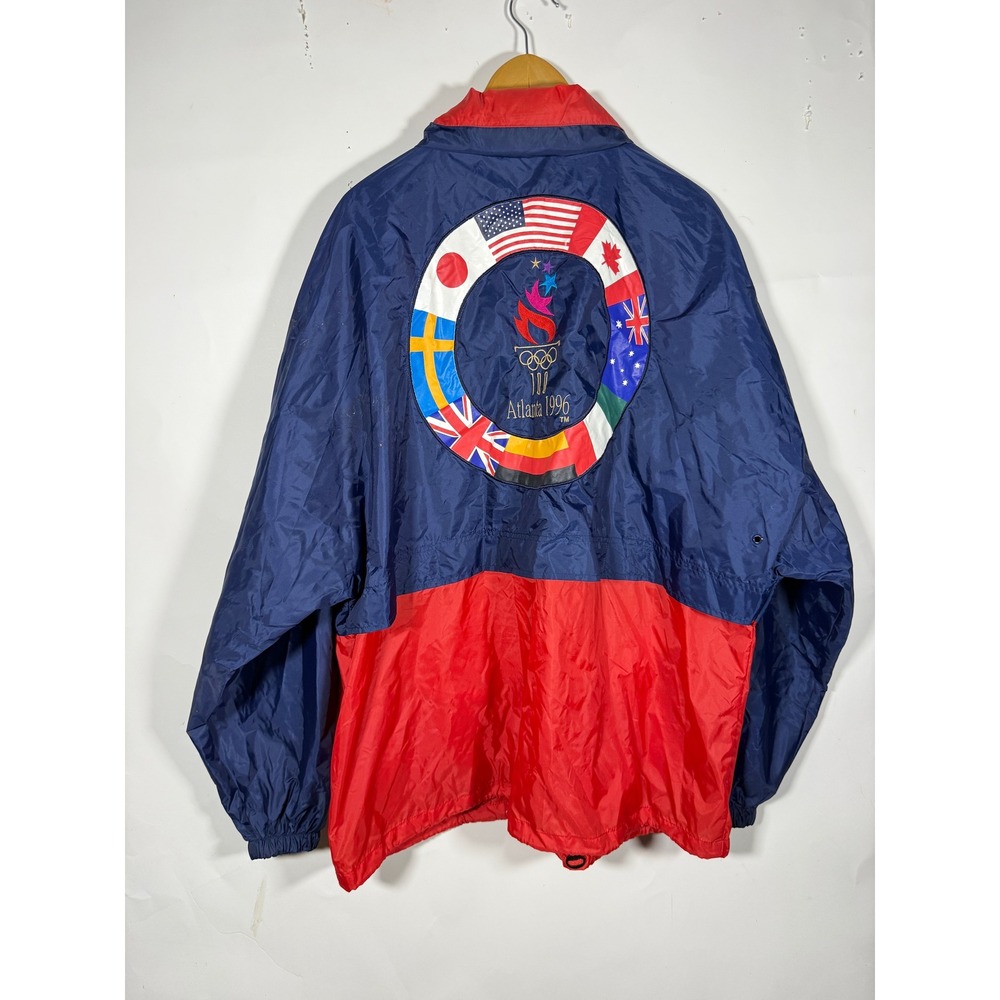 Vintage Speedo 1996 Atlanta Olympics Windbreaker Jacket Navy Red Mens XL